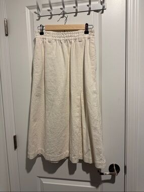 Margaret Howell Cream Women's Midi Skirt with Elastic Waist